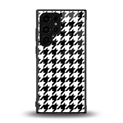 Houndstooth back phone cover | glass case for samsung galaxy s23 ultra