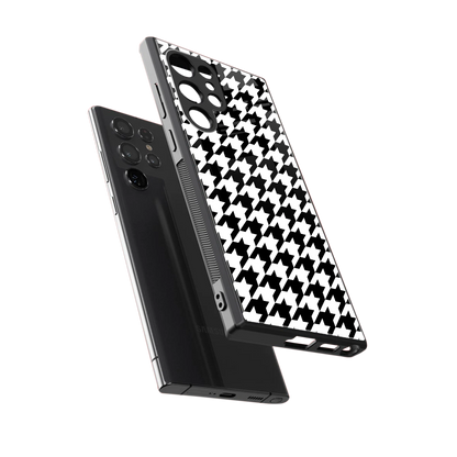 Houndstooth sleek samsung galaxy s23 ultra cover with tempered glass back and TPU edges