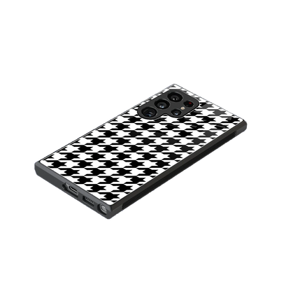Houndstooth stylish phone case for samsung galaxy s24 ultra | glossy glass and slim fit