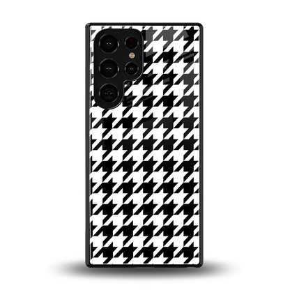 Houndstooth back phone cover | glass case for samsung galaxy s25 ultra