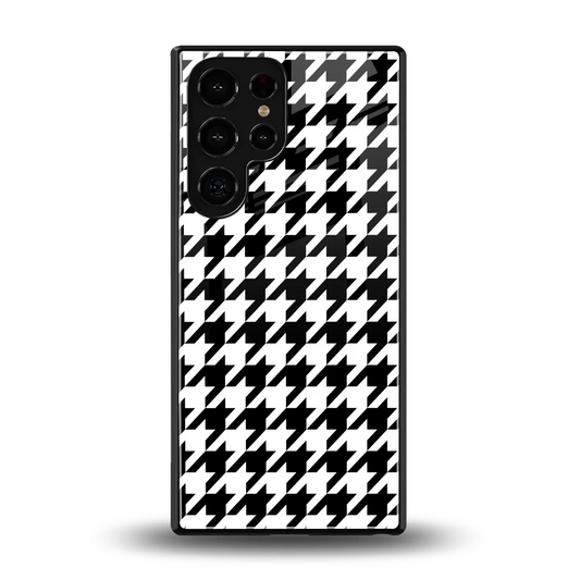 Houndstooth back phone cover | glass case for samsung galaxy s26 ultra