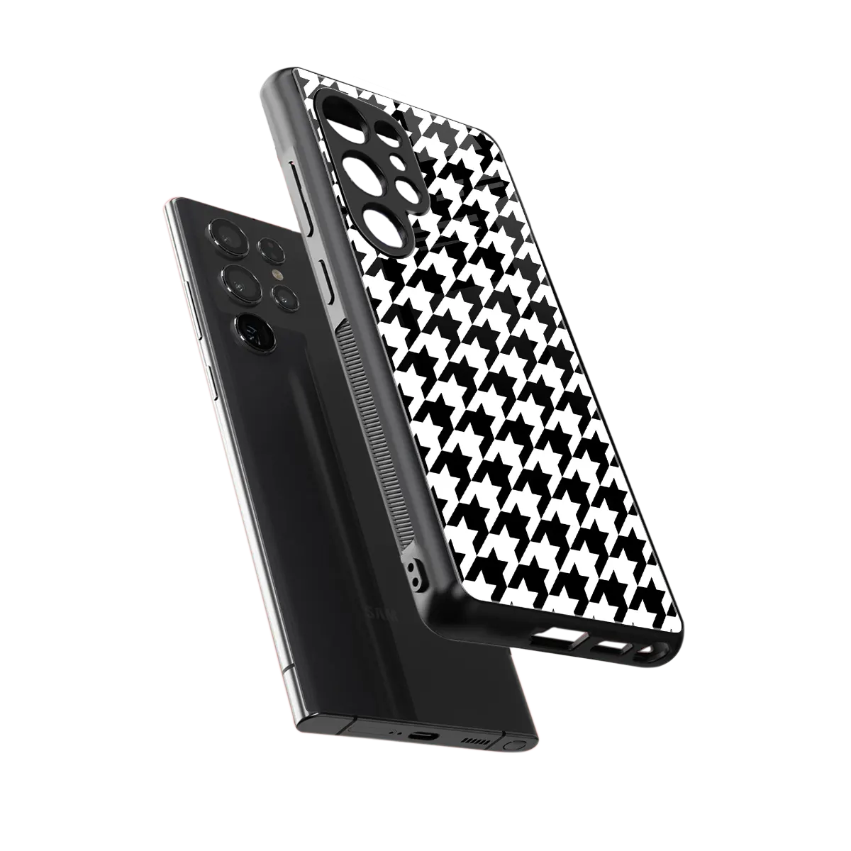 Houndstooth sleek samsung galaxy s25 ultra cover with tempered glass back and TPU edges