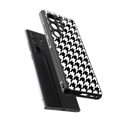 Houndstooth sleek samsung galaxy s25 ultra cover with tempered glass back and TPU edges