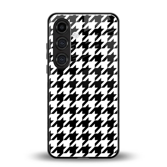 Houndstooth back phone cover | glass case for samsung galaxy s23 fe