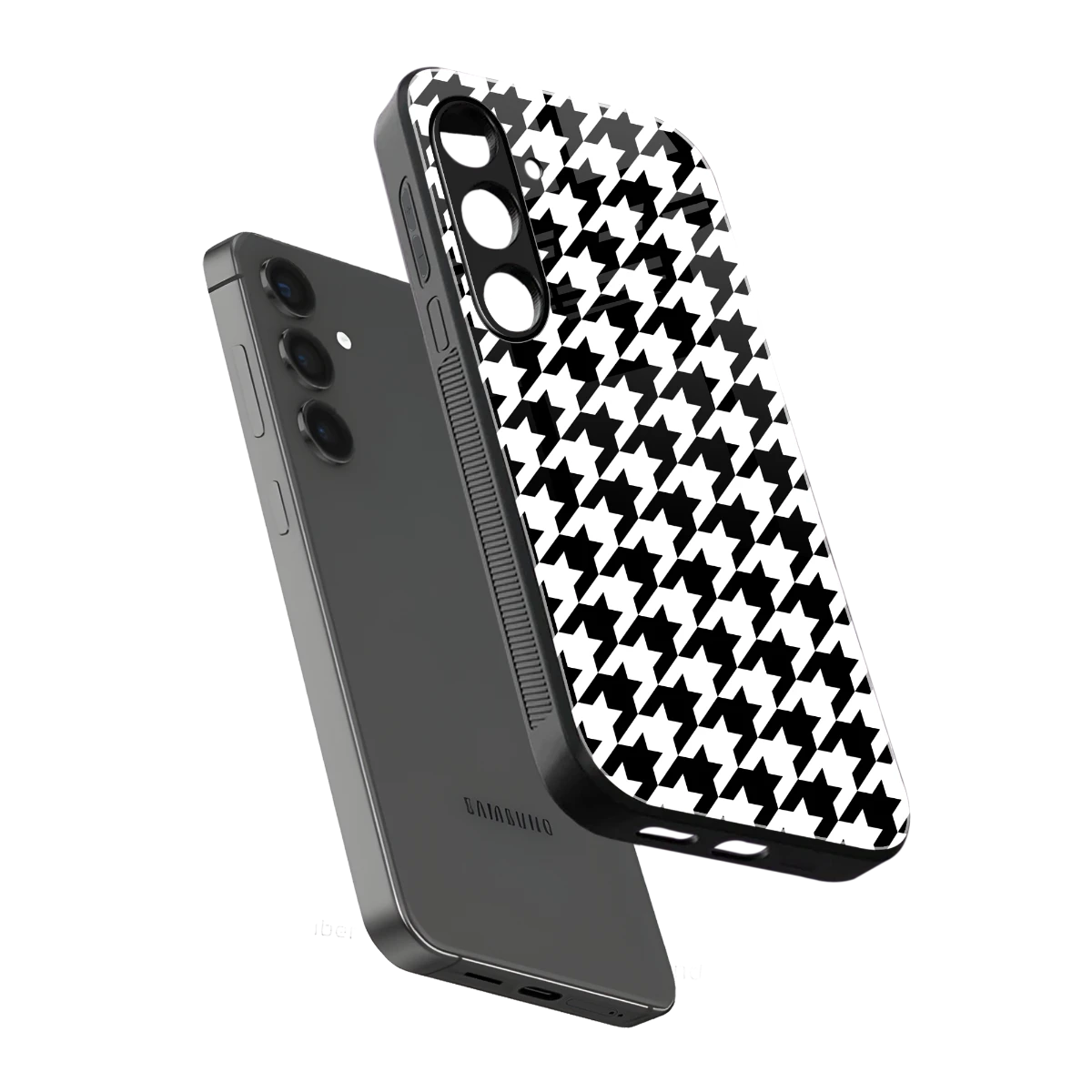 Houndstooth sleek samsung galaxy s24 cover with tempered glass back and TPU edges