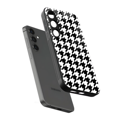 Houndstooth sleek samsung galaxy s24 cover with tempered glass back and TPU edges