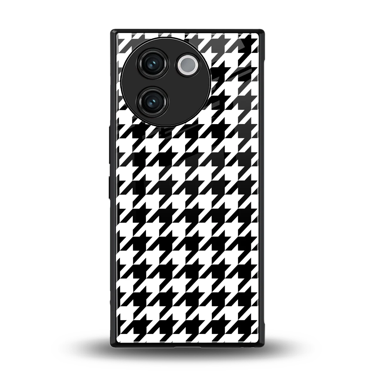 Houndstooth back phone cover | glass case for vivo v30e