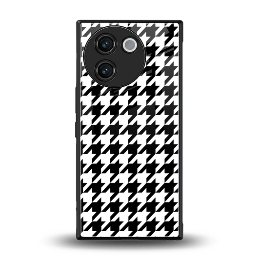 Houndstooth back phone cover | glass case for vivo v30e