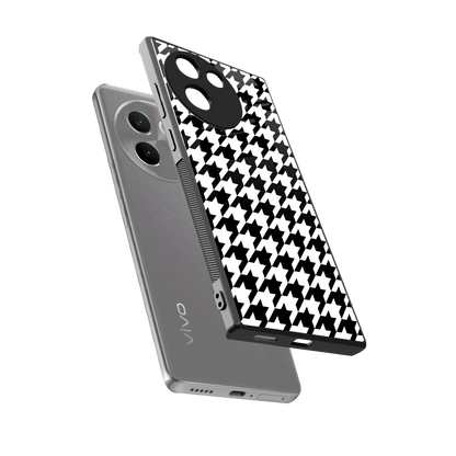 Houndstooth sleek vivo v30e cover with tempered glass back and TPU edges