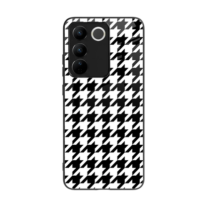 Houndstooth back phone cover | glass case for vivo v27 5g