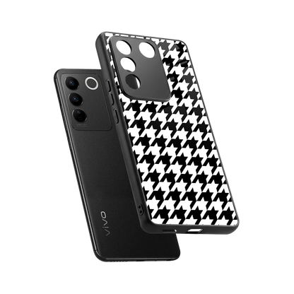 Houndstooth sleek vivo v27 5g cover with tempered glass back and TPU edges