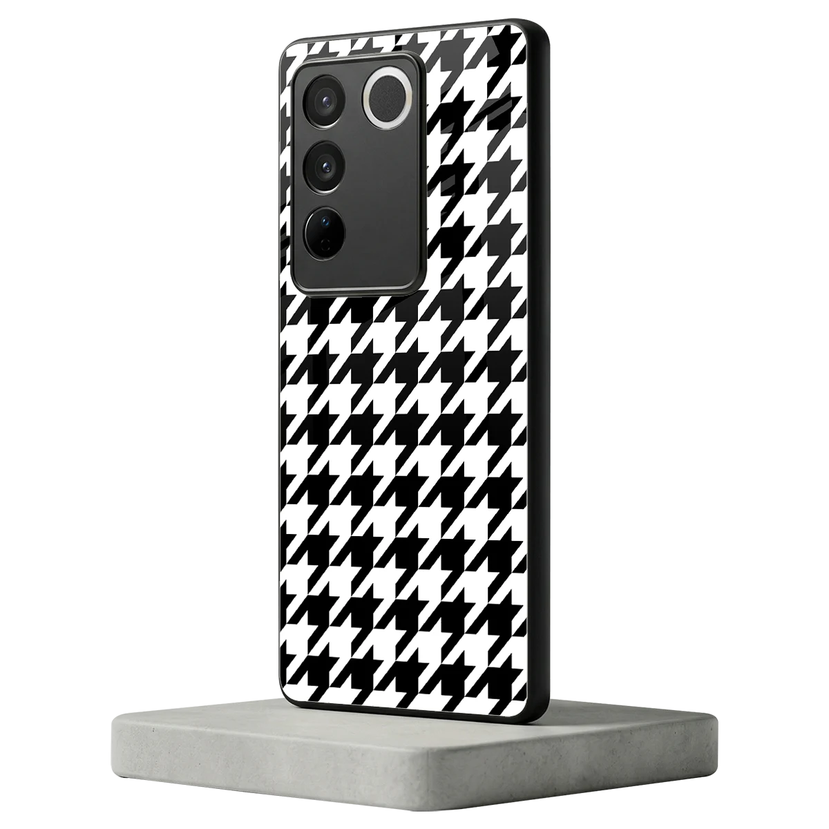 Houndstooth vivo v27 5g mobile cover | shockproof glass phone case
