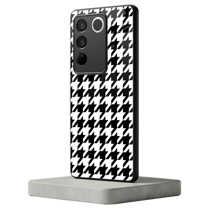 Houndstooth vivo v27 5g mobile cover | shockproof glass phone case