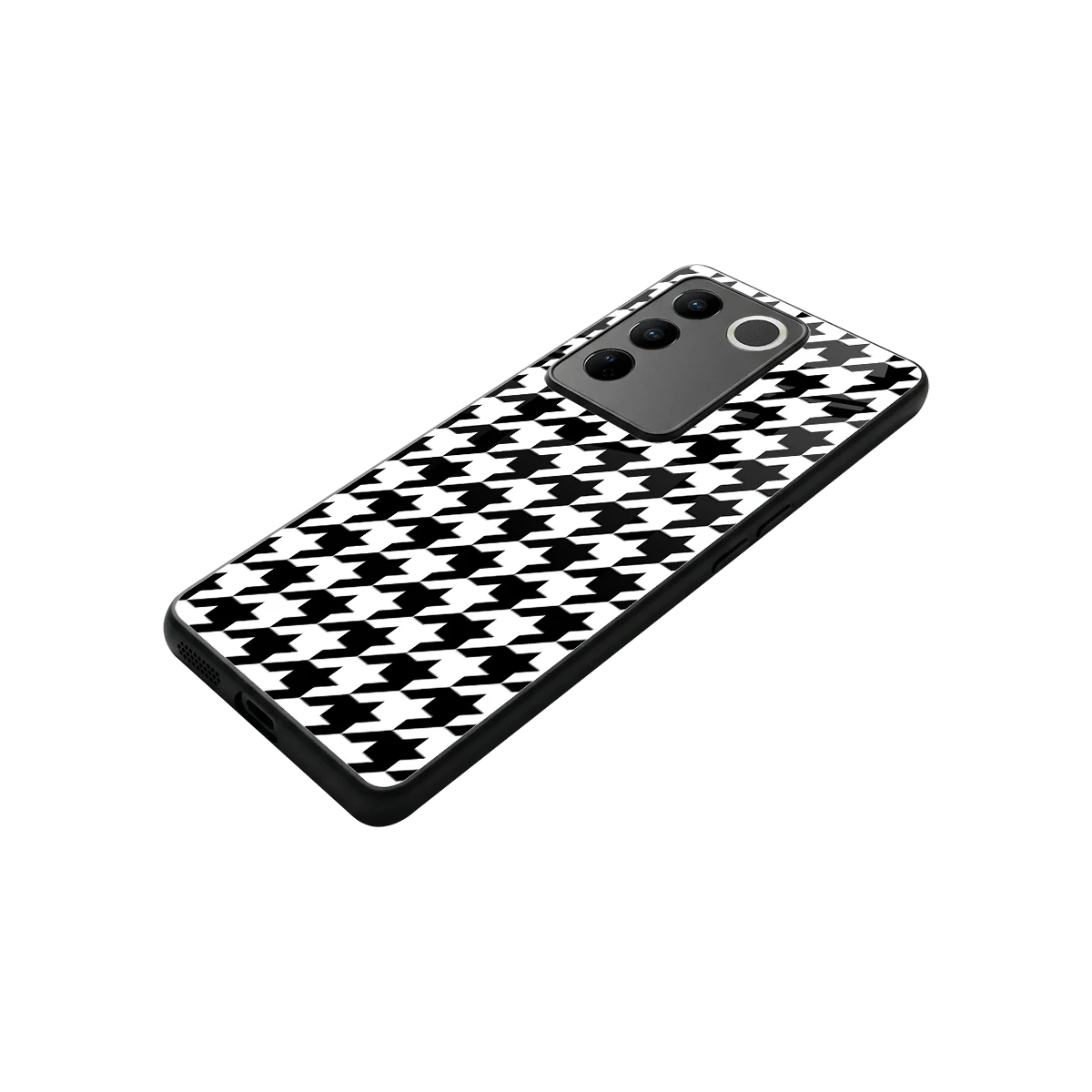 Houndstooth stylish phone case for vivo v27 5g | glossy glass and slim fit