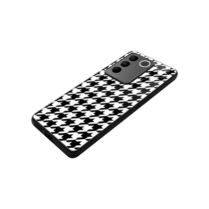 Houndstooth stylish phone case for vivo v27 5g | glossy glass and slim fit