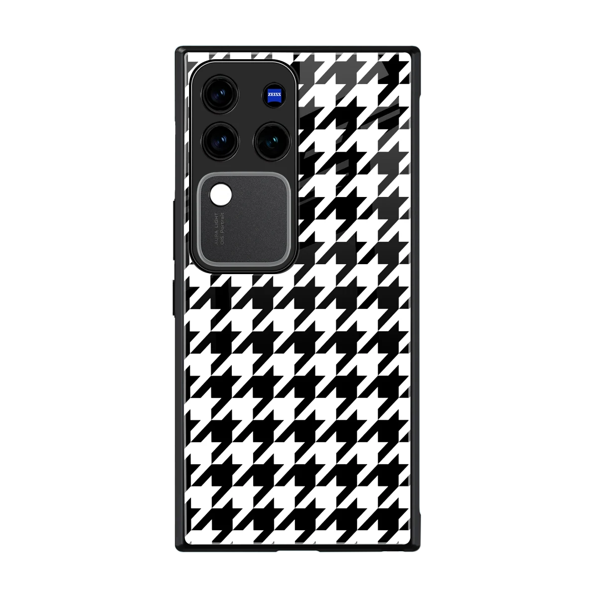 Houndstooth back phone cover | glass case forvivo v30 pro
