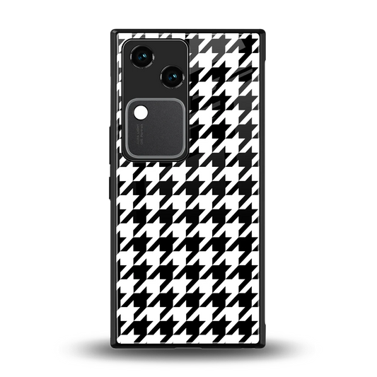 Houndstooth back phone cover | glass case for vivo v30