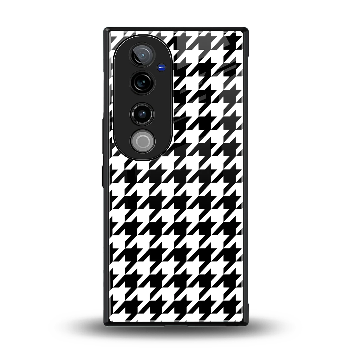 Houndstooth back phone cover | glass case for vivo v40 pro