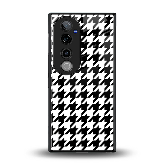 Houndstooth back phone cover | glass case for vivo v40 pro