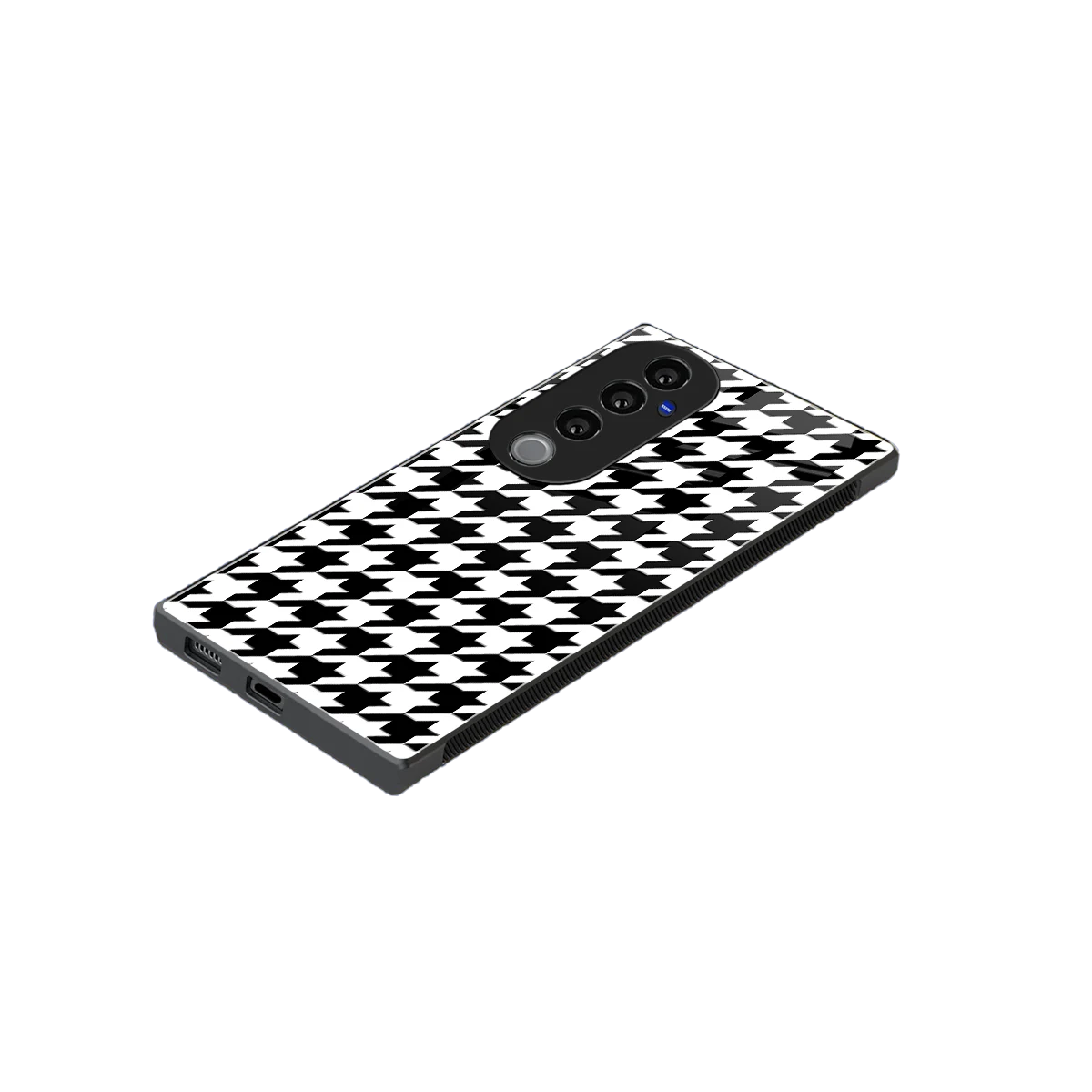 Houndstooth stylish phone case for vivo v40 pro | glossy glass and slim fit