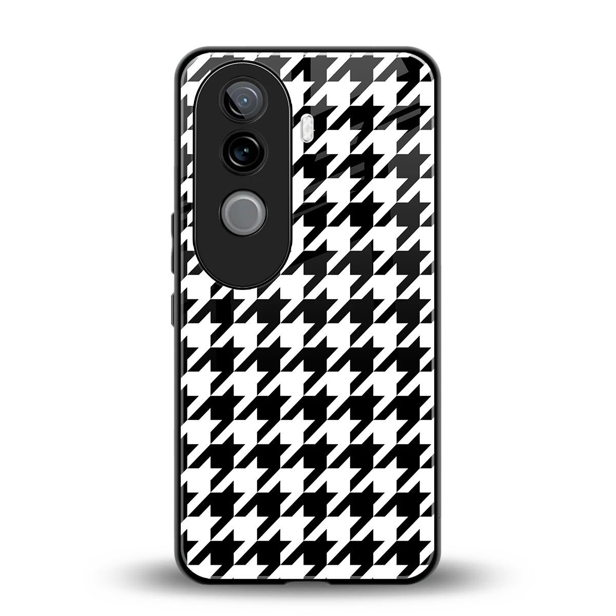 Houndstooth back phone cover | glass case for vivo v40e