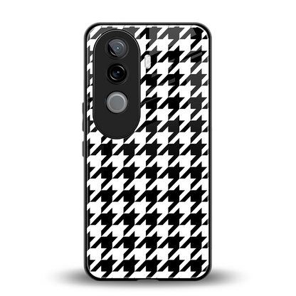 Houndstooth back phone cover | glass case for vivo v40e