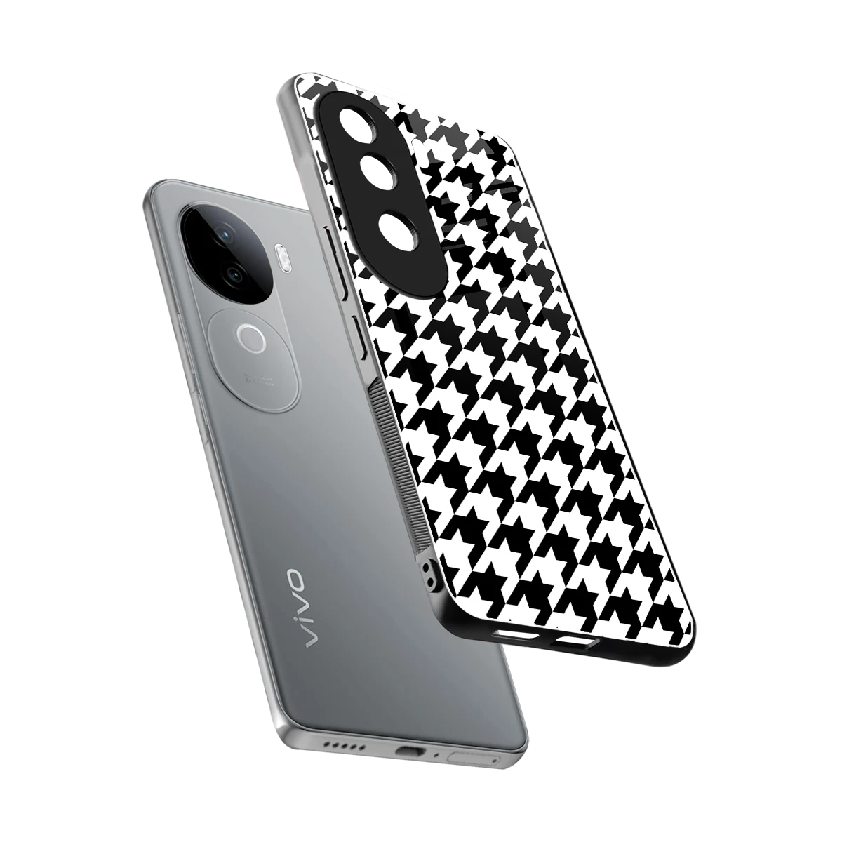 Houndstooth sleek vivo v40e cover with tempered glass back and TPU edges