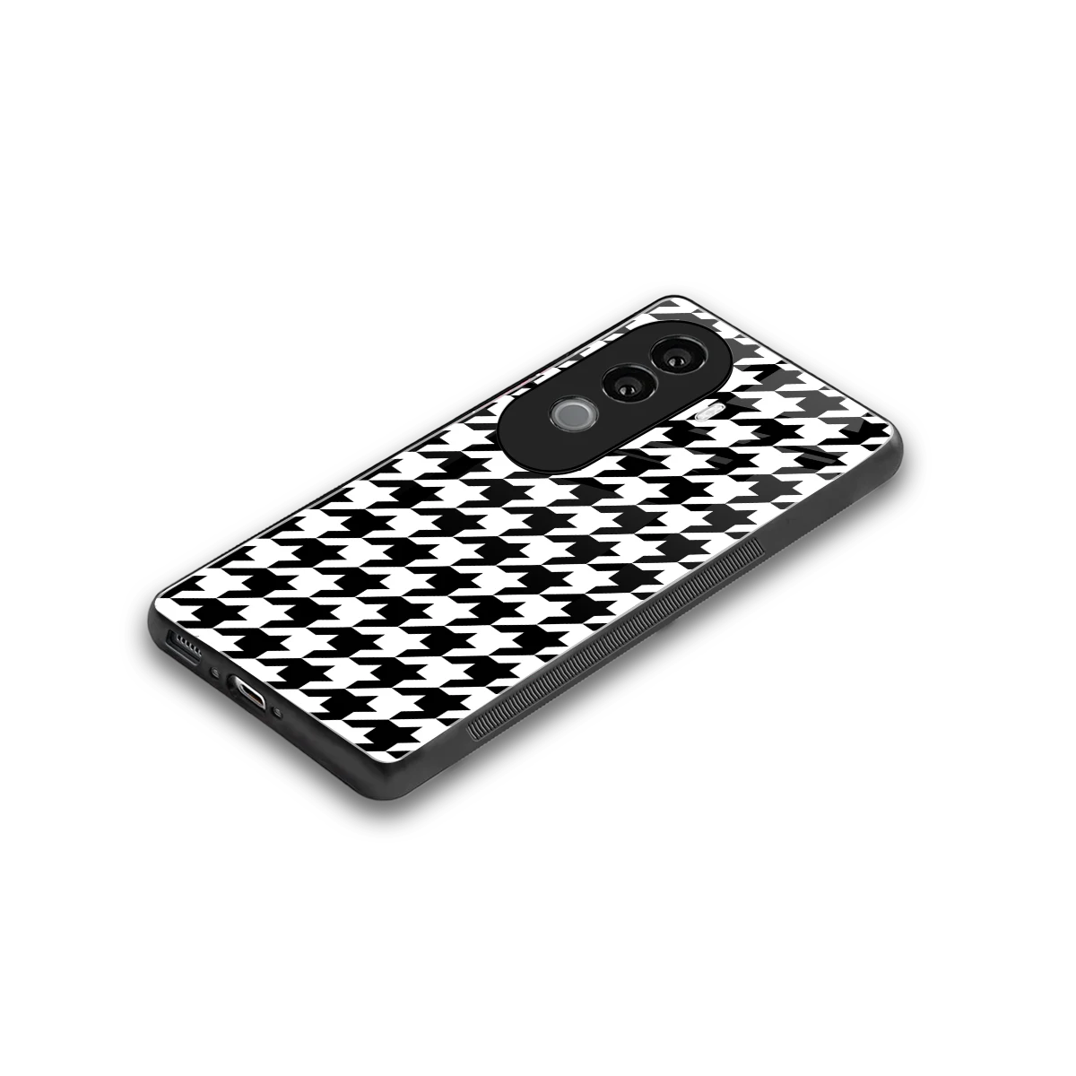 Houndstooth stylish phone case for vivo v40e | glossy glass and slim fit