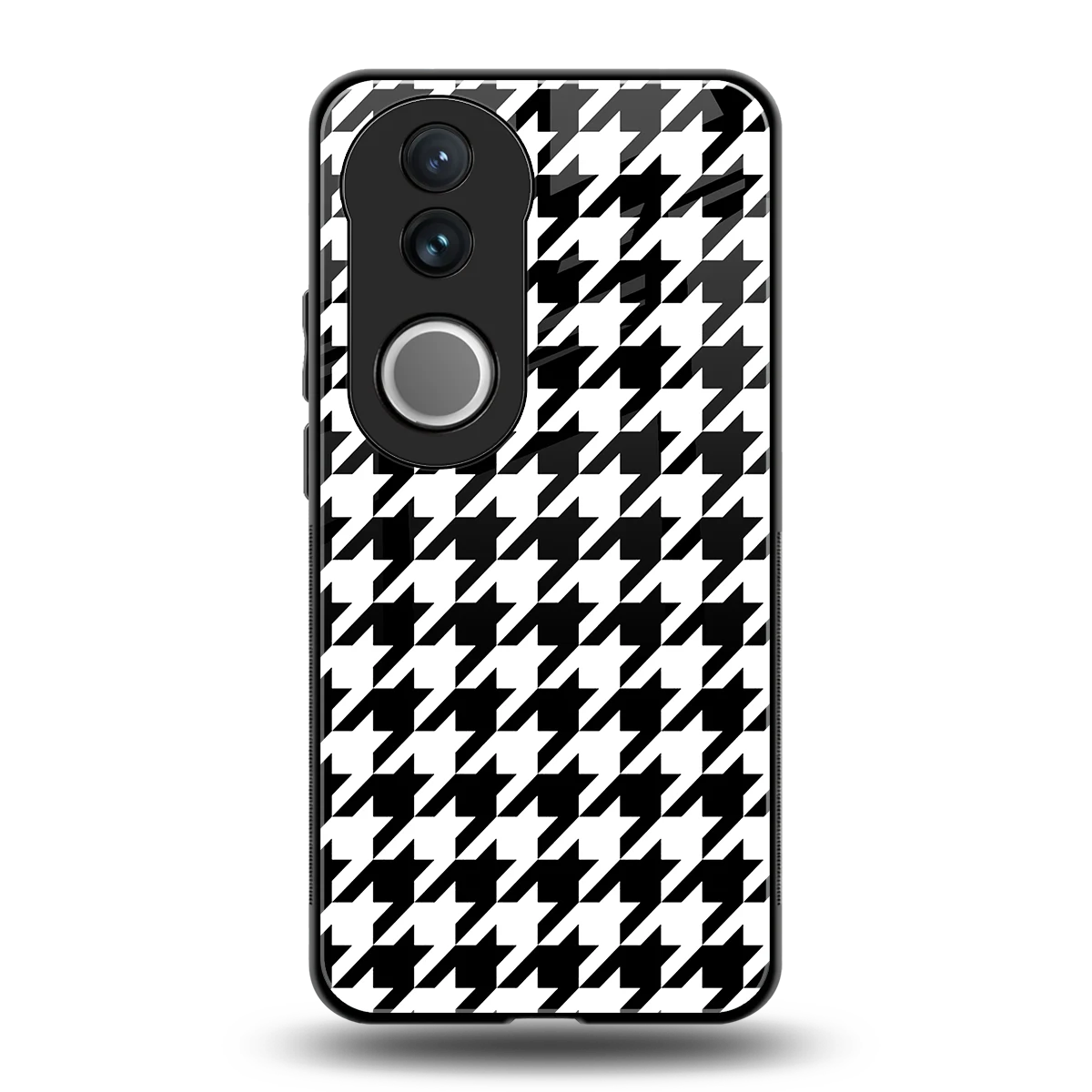 Houndstooth back phone cover | glass case for vivo v50