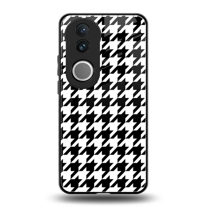 Houndstooth back phone cover | glass case for vivo v50