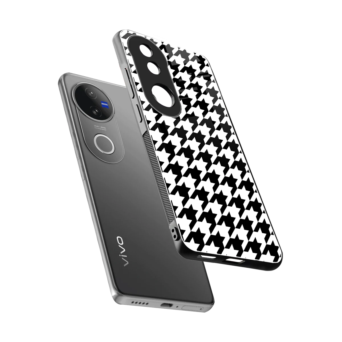 Houndstooth sleek vivo v50 cover with tempered glass back and TPU edges
