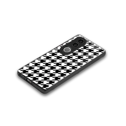 Houndstooth stylish phone case for vivo v50 | glossy glass and slim fit