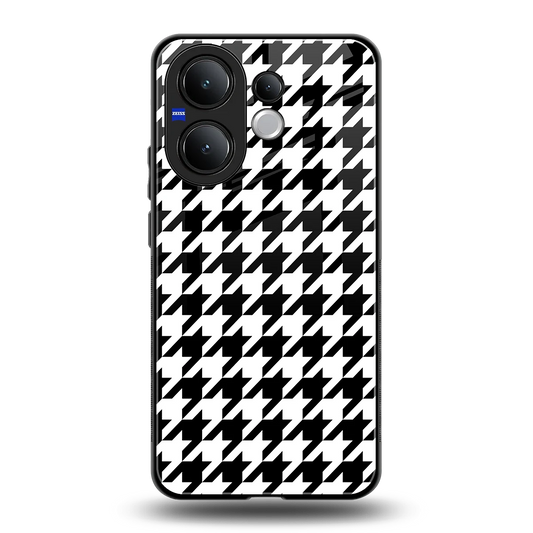 Houndstooth back phone cover | glass case for vivo v60