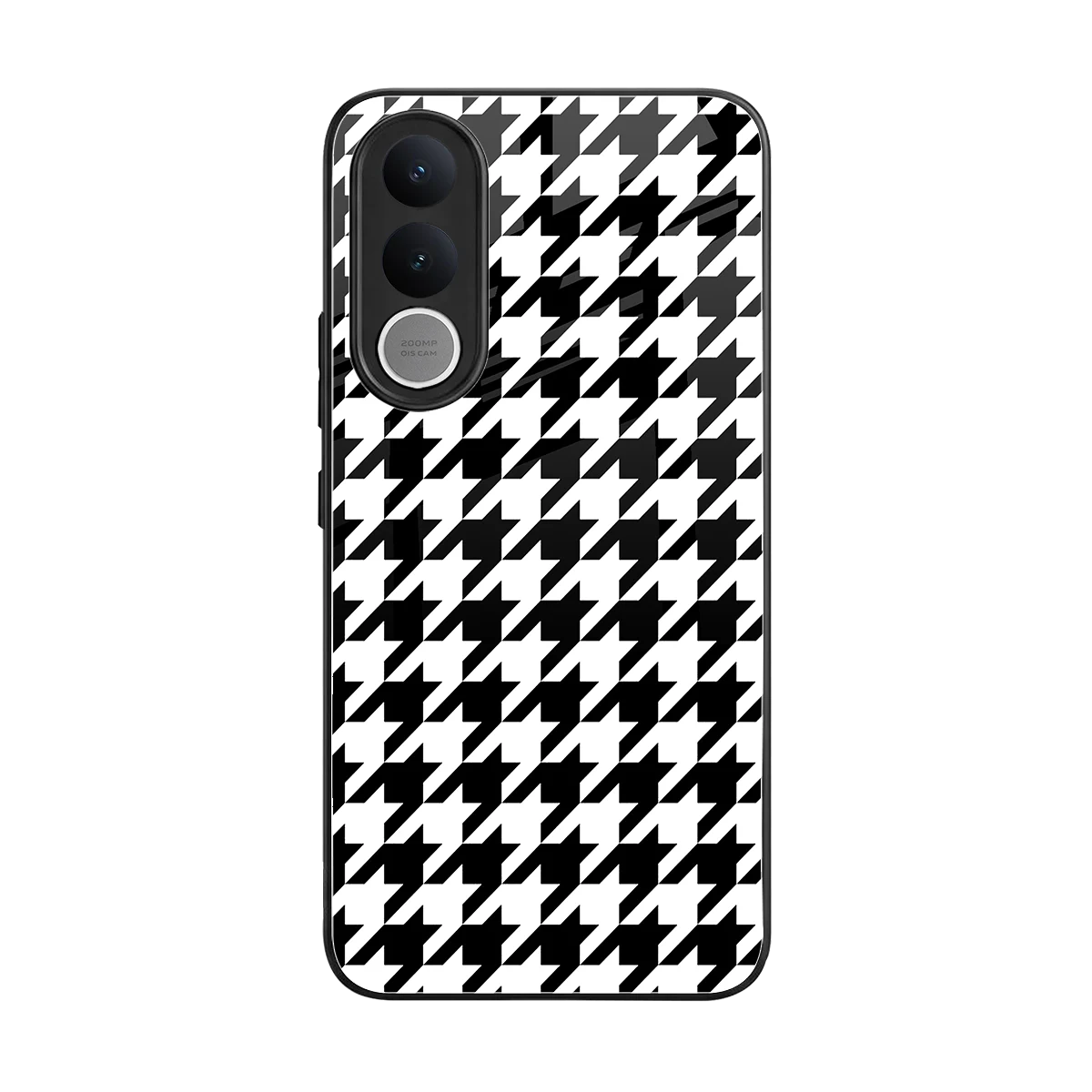 Houndstooth back phone cover | glass case for vivo v70 fe