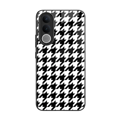 Houndstooth back phone cover | glass case for vivo v70 fe