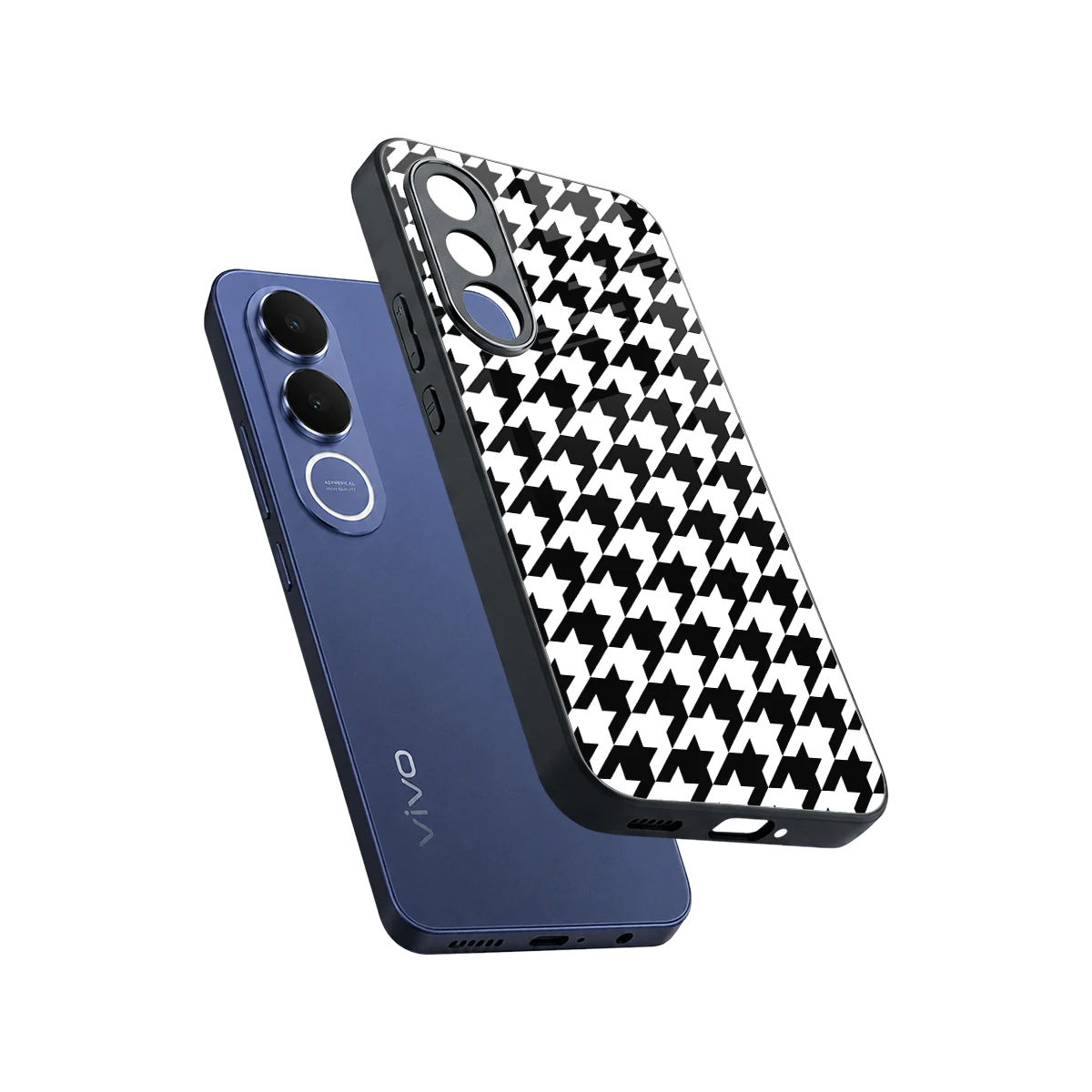 Houndstooth sleek vivo v70 fe cover with tempered glass back and TPU edges