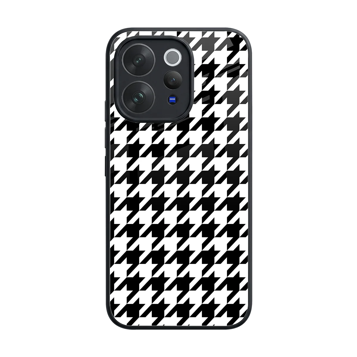 Houndstooth back phone cover | glass case for vivo v70 elite
