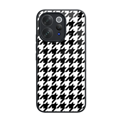 Houndstooth back phone cover | glass case for vivo v70 elite