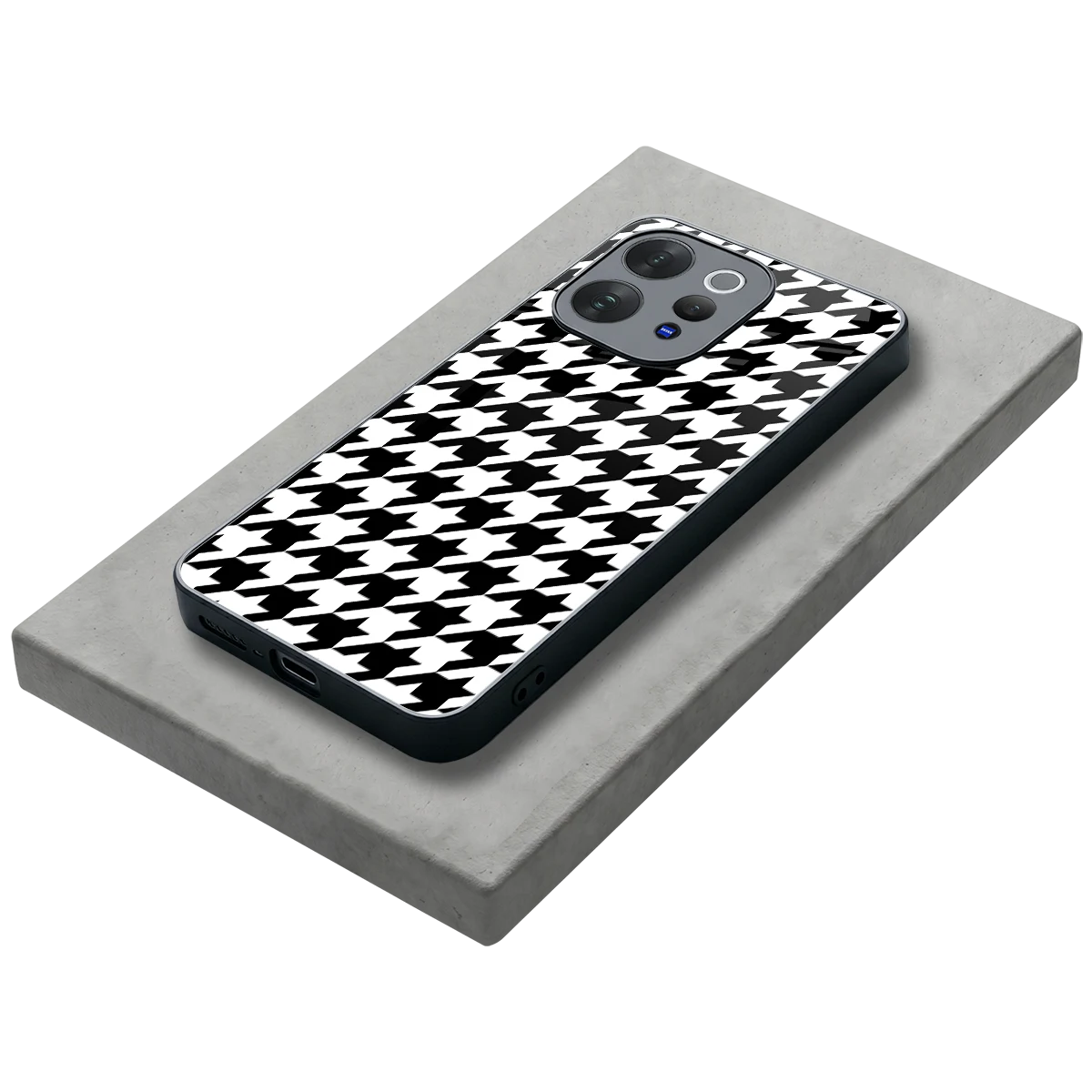Houndstooth stylish phone case for vivo v70 elite | glossy glass and slim fit