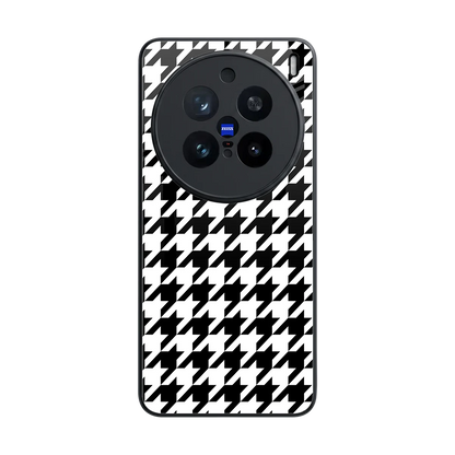 Houndstooth back phone cover | glass case for vivo x200 pro