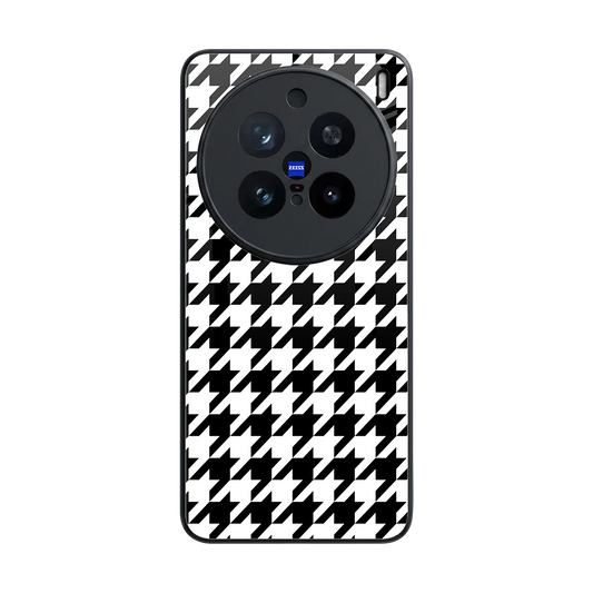 Houndstooth back phone cover | glass case for vivo x200 pro