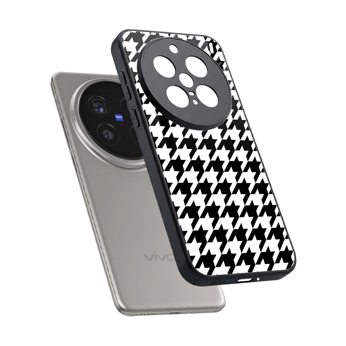 Houndstooth sleek vivo x200 pro cover with tempered glass back and TPU edges