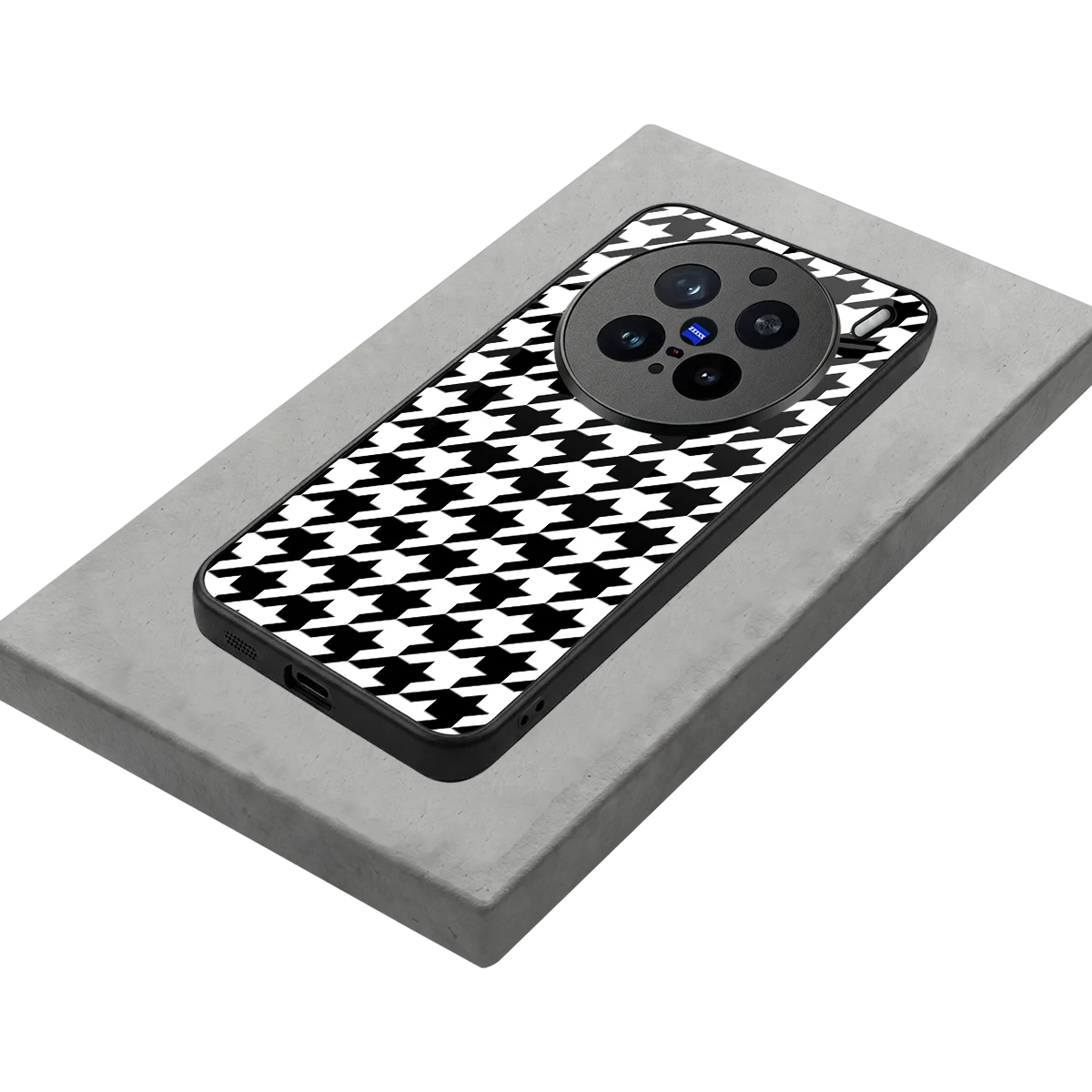 Houndstooth stylish phone case for vivo x200 pro | glossy glass and slim fit