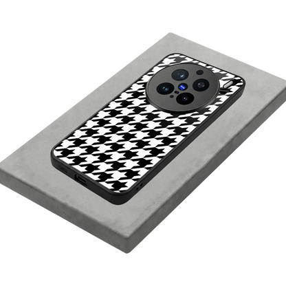 Houndstooth stylish phone case for vivo x200 pro | glossy glass and slim fit