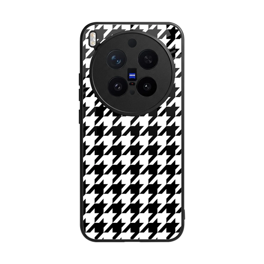 Houndstooth back phone cover | glass case for vivo x300 pro