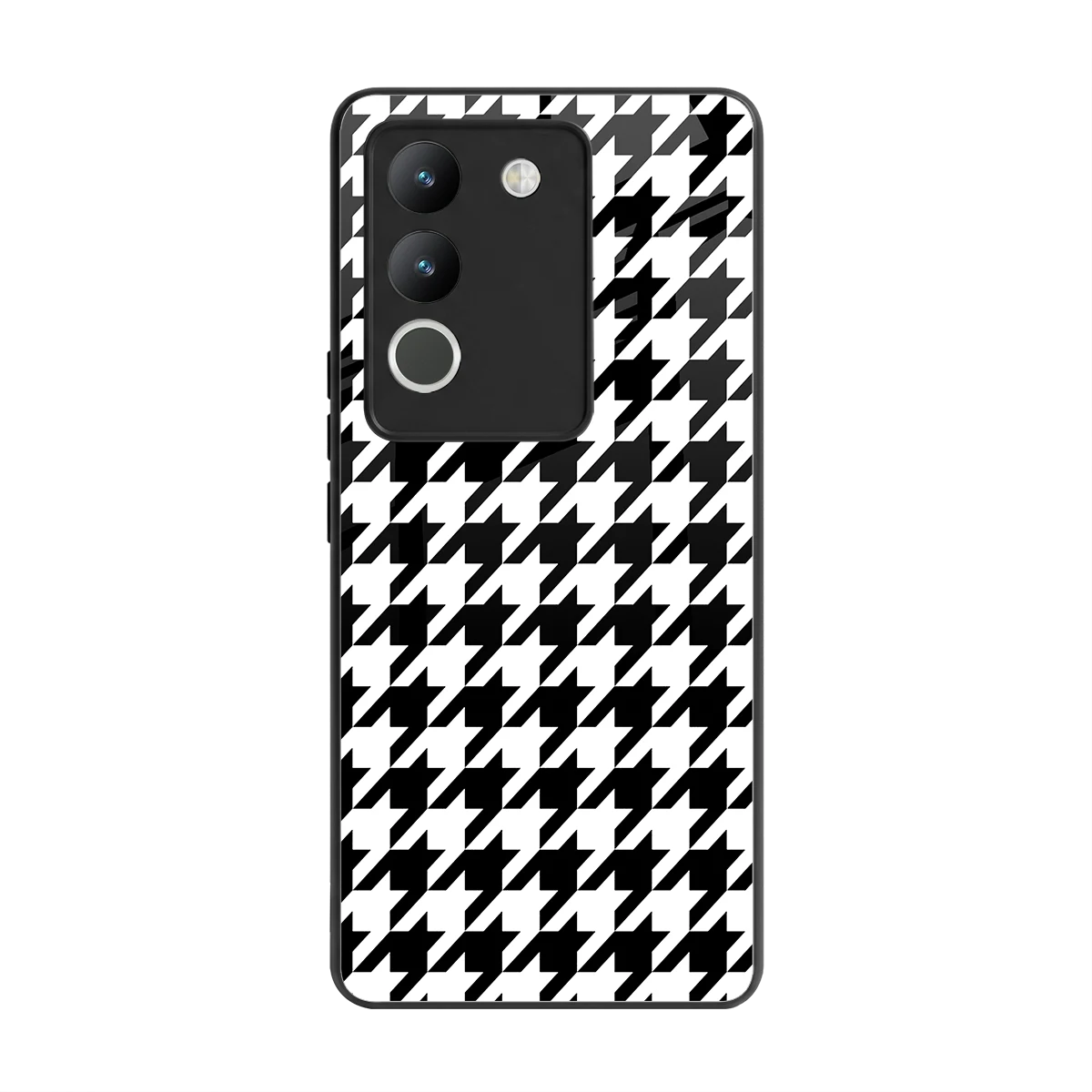 Houndstooth back phone cover | glass case for vivo y200 5g