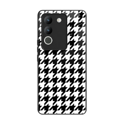Houndstooth back phone cover | glass case for vivo y200 5g