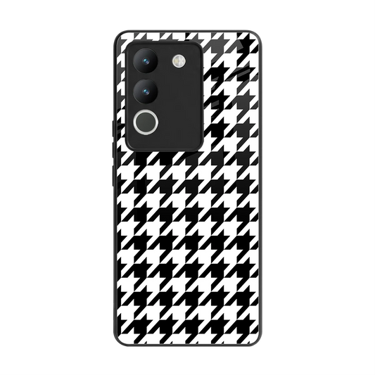 Houndstooth back phone cover | glass case for vivo y200 5g
