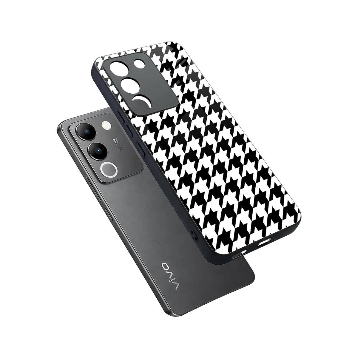 Houndstooth sleek vivo y200 5g cover with tempered glass back and TPU edges