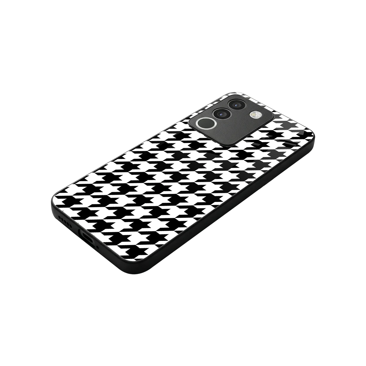 Houndstooth stylish phone case for vivo y200 5g | glossy glass and slim fit